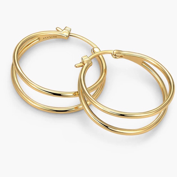 Jaxxon Gold Double Hoop Earrings - Picture 2 of 4